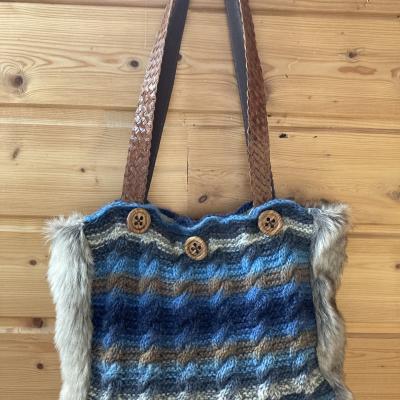 Cabas LAINE ET FOURRURE ( détail)